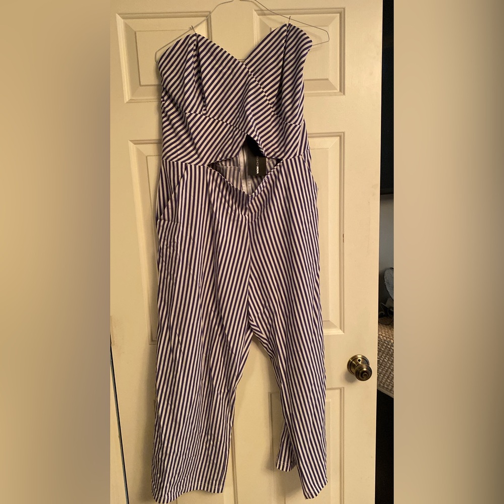 Fashion nova striped romper NWT 3x